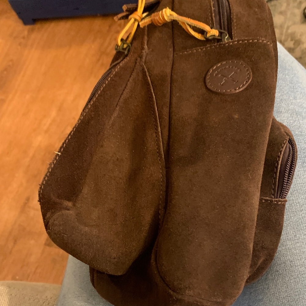 Men's Dark Brown Suede Sling Bag - Casual Crossbody